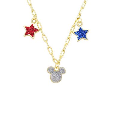 Disney's Mickey Mouse Faux Glitter Stars & Mickey Head Necklace