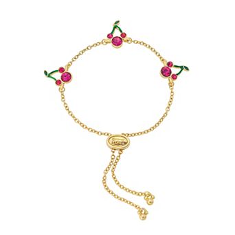 Disney's Mickey Mouse Gold-Tone Crystal Cherry Station Bolo Bracelet