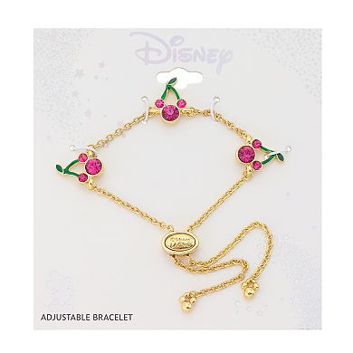 Disney's Mickey Mouse Gold-Tone Crystal Cherry Station Bolo Bracelet