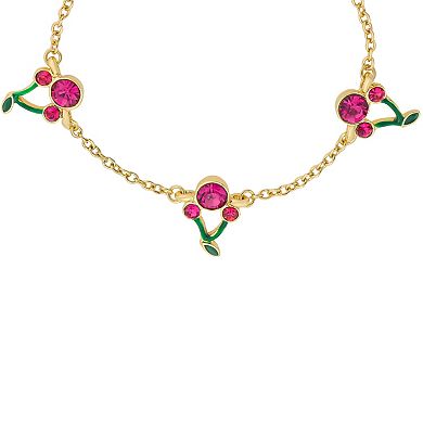 Disney's Mickey Mouse Gold-Tone Crystal Cherry Station Bolo Bracelet