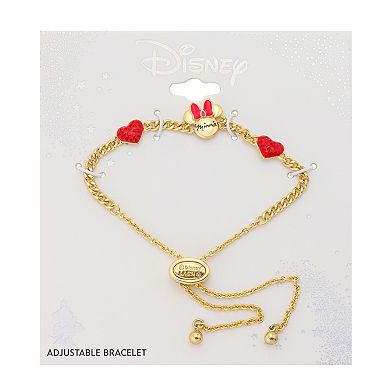Disney's Minnie Mouse Gold-Tone Hearts & Minnie Head Bolo Bracelet