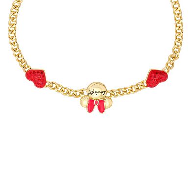Disney's Minnie Mouse Gold-Tone Hearts & Minnie Head Bolo Bracelet