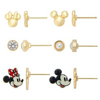 Disney's Mickey & Minnie Mouse Gold-Tone 6 pc Earring Set