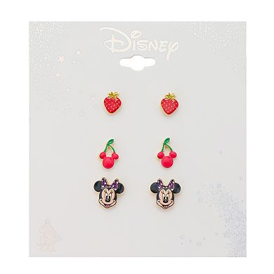 Disney's Gold-Tone Strawberry, Cherry & Minnie Trio Earring Set