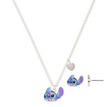 Disney's Lilo & Stitch Silver-Tone Crystal Heart Pendant & Earring Set