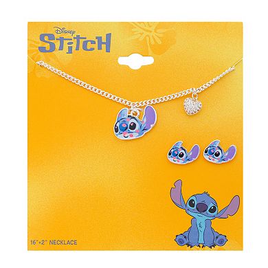 Disney's Lilo & Stitch Silver-Tone Crystal Heart Pendant & Earring Set