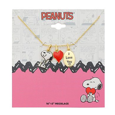 Disney's Snoopy, Heart & "I Love You" Tag Charm Pendant Necklace