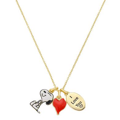 Disney's Snoopy, Heart & "I Love You" Tag Charm Pendant Necklace