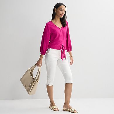 Women's Nine West Tie Waist Popover Blouse