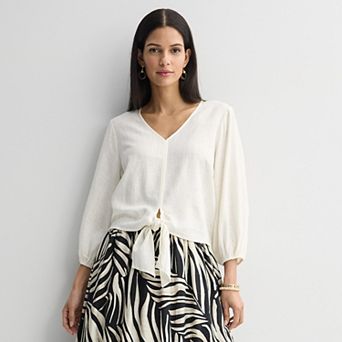 Women's Nine West Tie Waist Popover Blouse
