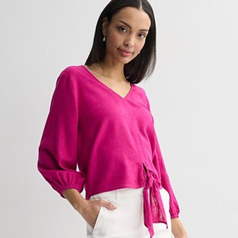 Women's Nine West Tie Waist Popover Blouse