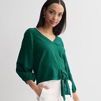 Women's Nine West Tie Waist Popover Blouse