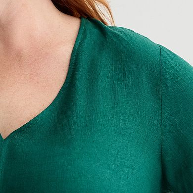 Plus Size Nine West Tie Waist Popover Blouse