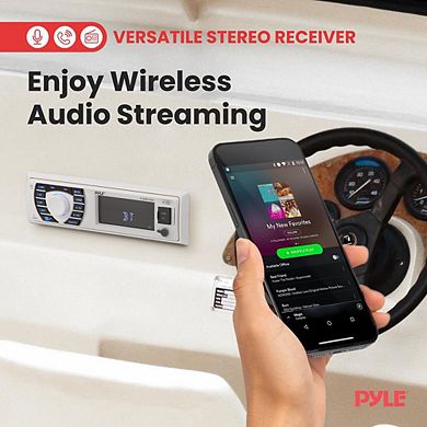Pyle Bluetooth Marine Stereo Receiver & Speaker System Kit with (4) 6.5” Waterproof Speakers - White