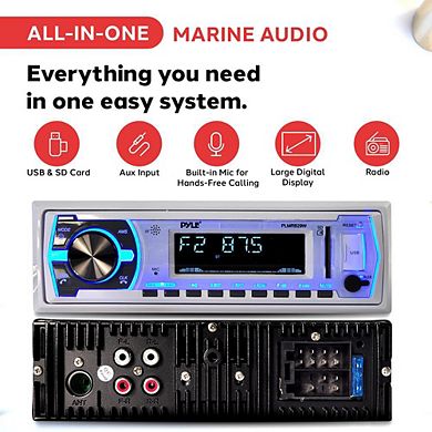 Pyle Bluetooth In-Dash Stereo Radio Headunit Receiver, Wireless Music Streaming - (White)