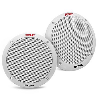 Pyle Dual 6.5'' Waterproof Marine Speakers - 2-Way Full Range Stereo Sound, White (PLMR605W)