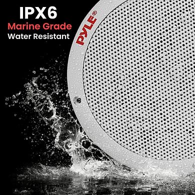 Pyle Dual 6.5'' Waterproof Marine Speakers - 2-Way Full Range Stereo Sound, White (PLMR605W)