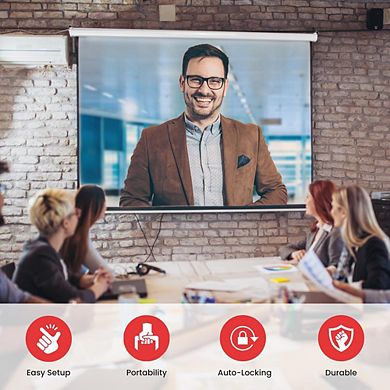 Pyle 72-Inch Auto-Locking Roll Down Projector Screen - Matte White (PRJSM7206)