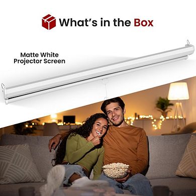 Pyle 72-Inch Auto-Locking Roll Down Projector Screen - Matte White (PRJSM7206)