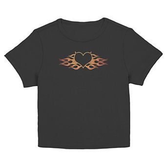 Juniors' SO® Flaming Heart Short Sleeve Baby Tee