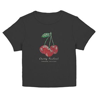 Juniors' SO® Cherry Festival Graphic Baby Tee
