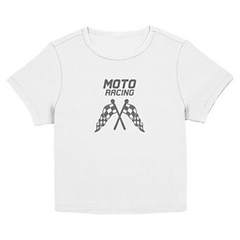 Juniors' SO® Moto Racing Flags Short Sleeve Graphic Tee