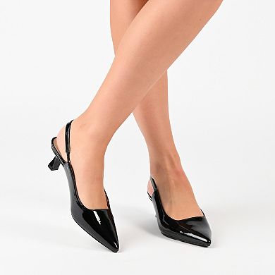 Journee Paulina Women's Slingback Pointed Toe Kitten Heel Pumps