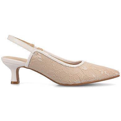 Journee Paulina Women's Slingback Pointed Toe Kitten Heel Pumps