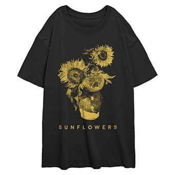 Juniors' Van Gogh Sunflowers Graphic Tee