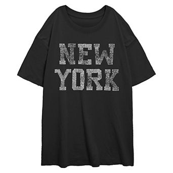 Juniors' New York Distressed Style Graphic Tee