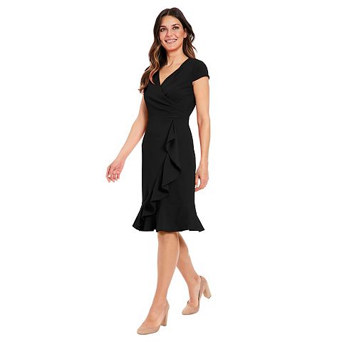 Женские платья London Petite London Times Cap Sleeve Flounce Hem Ruffle Wrap Dress