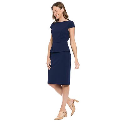Petite London Times Cap Sleeve Peplum Sheath Dress