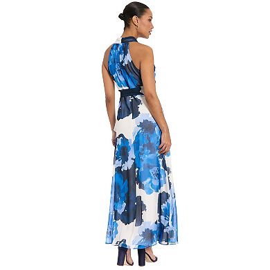 Petite London Times Halter Maxi Dress with Sash Belt