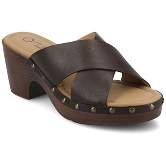 Journee Silvana Women's Round Toe Block Heel Clogs