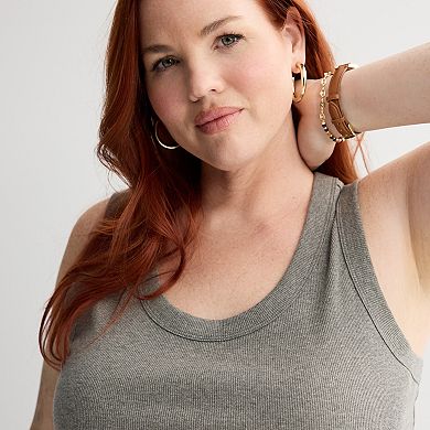 Plus Size Sonoma Goods For Life Ribbed Scoop Neck Tank Top