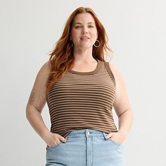 Plus Size Sonoma Goods For Life® Ribbed Scoop Neck Tank Top