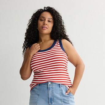 Plus Size Sonoma Goods For Life® Ribbed Scoop Neck Tank Top