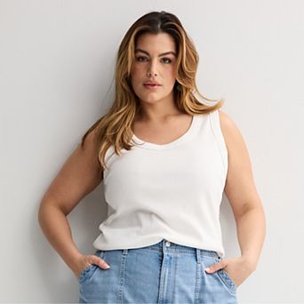 Plus Size Sonoma Goods For Life® Ribbed Scoop Neck Tank Top