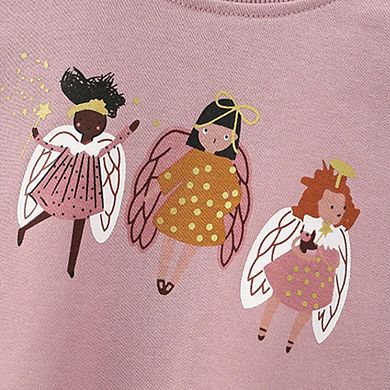 Spring and Autumn Girls Cartoon Pattern Long Sleeves Pullover and Pants Clothing Set