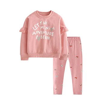 Spring and Autumn Girls Letters Pattern Long Sleeves Pullover and Cartoon Pants Clothing Set