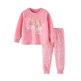 Spring and Autumn Girls Stars Pattern Long Sleeves Top and Pants Clothing Set
