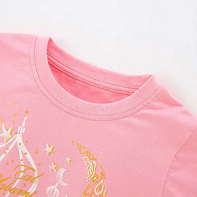 Spring and Autumn Girls Stars Pattern Long Sleeves Top and Pants Clothing Set
