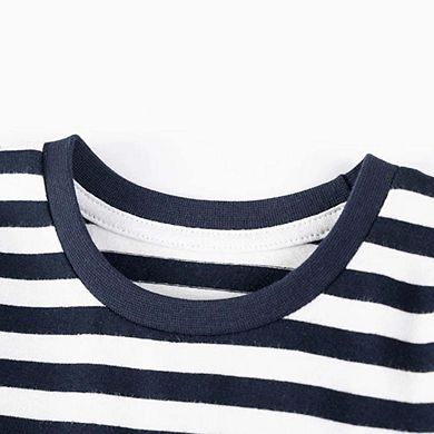 Spring and Autumn Boys Christmas Cartoon Pattern Long Sleeves Striped Clothing Set