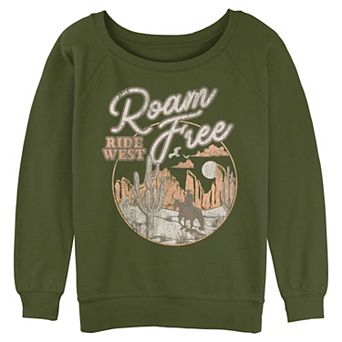 Juniors' SO® Roam Free Ride West Long Sleeve Slouchy Terry Pullover