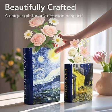 American Art Décor 2-pc. Ceramic Book Vase Table Decor Set