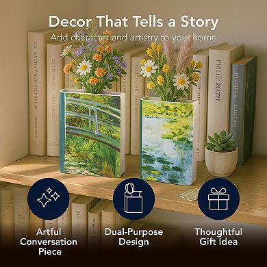 American Art Décor 2-pc. Claude Monet Book Vase Table Decor Set