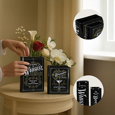 American Art Décor 2-pc. Whiskey & Botanist Ceramic Book Vase Table Decor Set