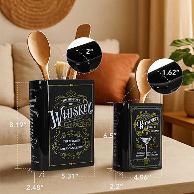 American Art Décor 2-pc. Whiskey & Botanist Ceramic Book Vase Table Decor Set