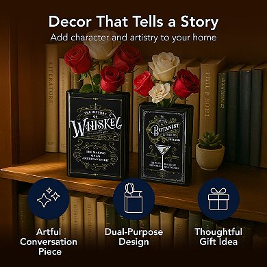 American Art Décor 2-pc. Whiskey & Botanist Ceramic Book Vase Table Decor Set