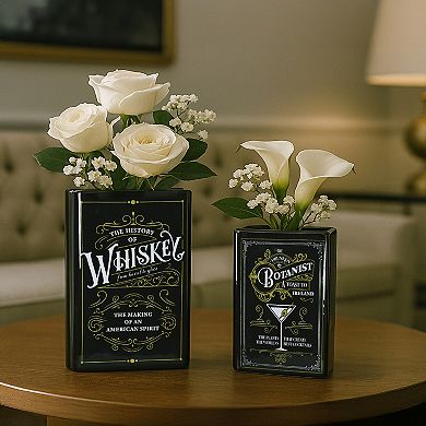 American Art Décor 2-pc. Whiskey & Botanist Ceramic Book Vase Table Decor Set